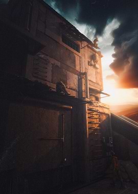 Distressed Building Sunset