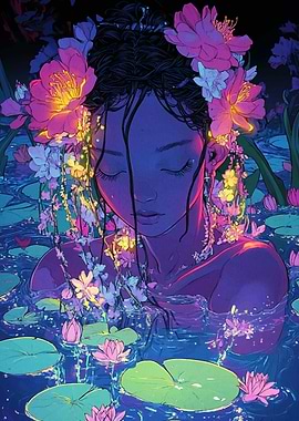 Woman in Water Lilies