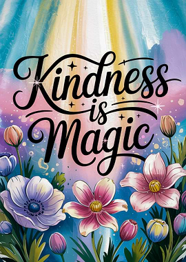 'Kindness is Magic' Floral Poster