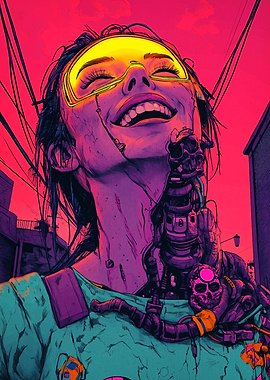 Cyberpunk Woman with Robotic Arm