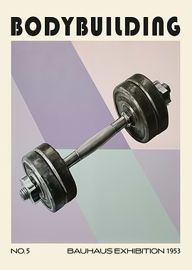 Bodybuilding Sport Mid Century Dumbell