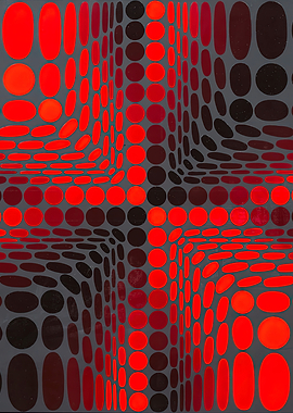 Victor Vasarely Red and Black Op Art