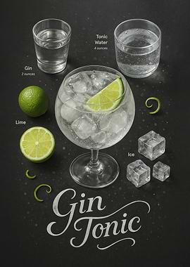 Gin Tonic Poster – Classic Citrus Bar Cocktail