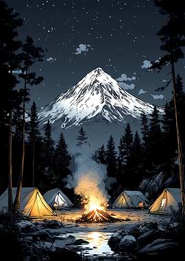 Campfire Under the Stars Landscapes