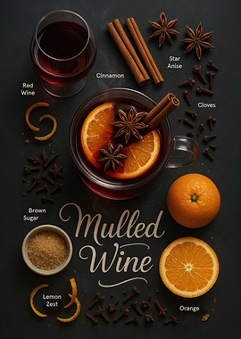 Mulled Wine Poster – Warm Winter Red Wine Cocktail
