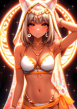 Anime Girl in White and Gold