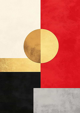 Divided Sun – Bold Balance in Color Blocks - Geometric Abstract Art