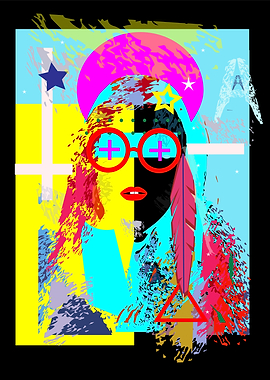 Abstract Portrait of a women with Glasses