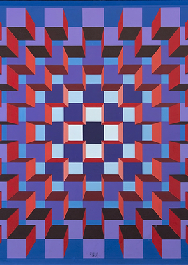 Victor Vasarely Op Art Cube Pattern
