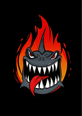 Fiery Shark Mascot