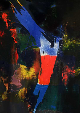 Abstract Art with Red, Blue, and Yellow