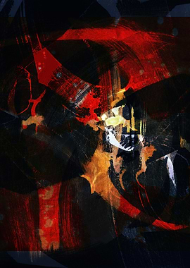 Abstract Red and Black Painting