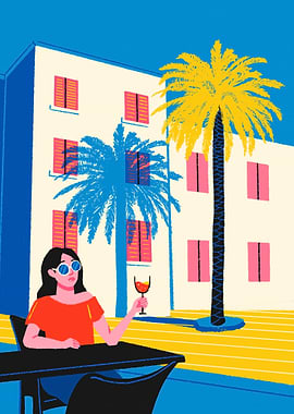 Woman Relaxing in a Cafe