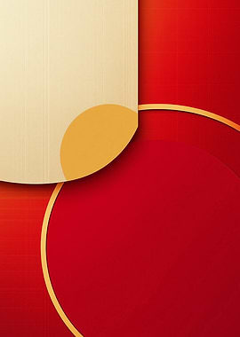 Crimson Orbit – Curves in Gold and Red - Red and Gold Abstract Design