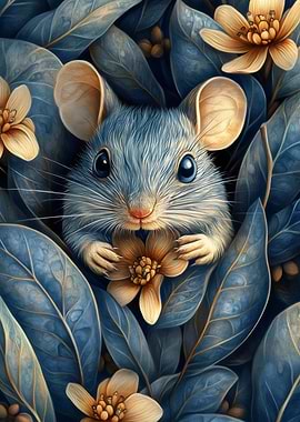 Blue Mouse in Blue Foliage