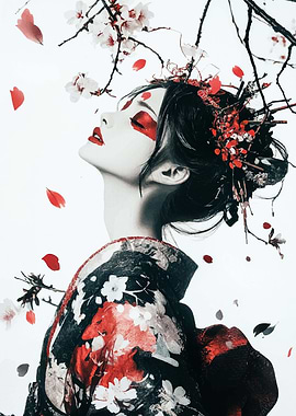 Geisha in Cherry Blossoms