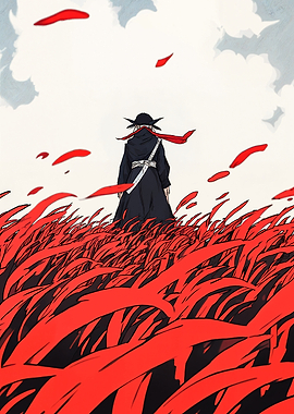 Lone Figure in Red Field