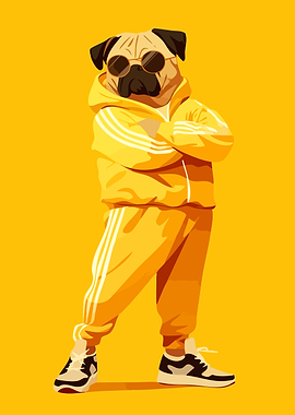 Cute Funny Pug Tracksuit Minimalist Art illustration