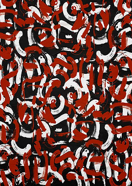 Abstract Red & White Brushstrokes