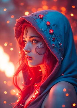 Redhead in Blue Hood