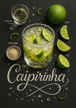 Caipirinha Cocktail Poster – Fresh Lime Brazilian Classic