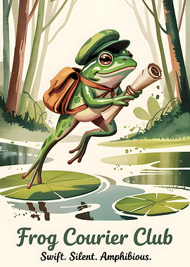 Frog Courier Club Illustration