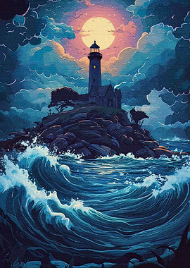 Lighthouse Rocky Shore