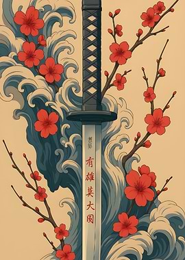 Samurai Sword with Cherry Blossoms