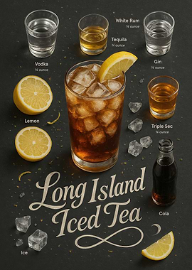 Long Island Iced Tea Poster – Five-Spirit Party Mix