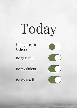 Positive Daily Mindset Checklist with Motivation Switches Keywords: