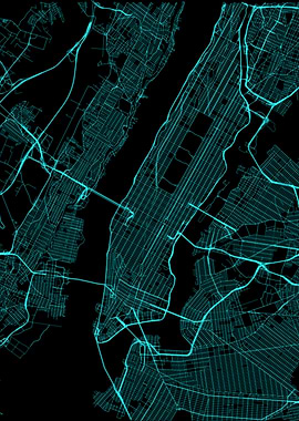 Neon NYC Street Map - Sci fi map