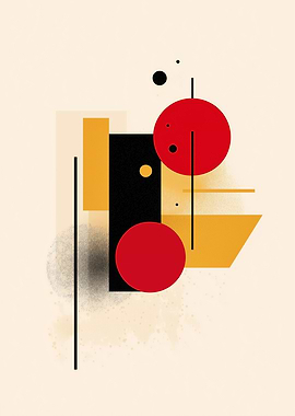 Red Orbit – Geometric Motion & Balance - Abstract Geometric Art