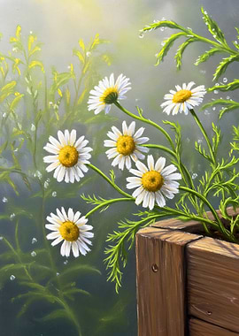 Daisies in a Wooden Box