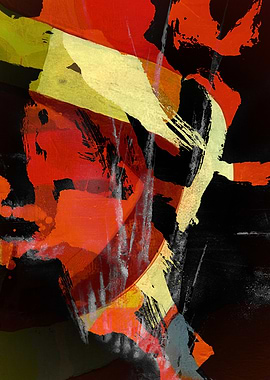 Abstract Nature Red and Black Painting