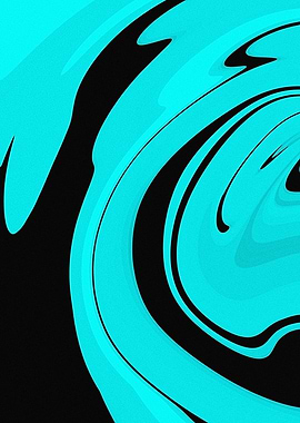 Marble Abstract Cyan and Black Swirls
