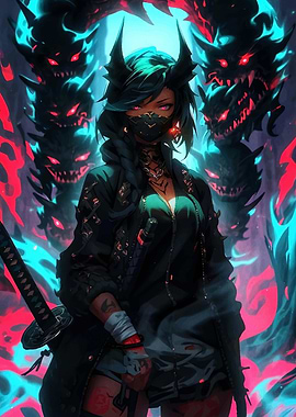 Cyberpunk Demon Girl