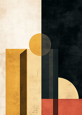 Architectural Dusk – Bauhaus in Balance - Abstract Geometric Art