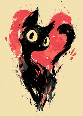 Black Cat in Heart