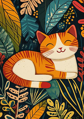 Smiling Cat in Foliage