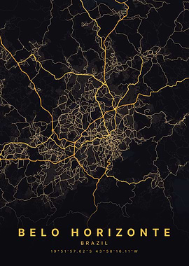 Belo Horizonte Brazil City Map
