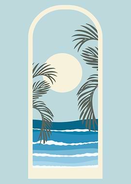 Palm Tree Beach Window