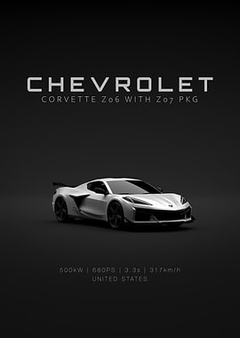 Front Corvette C8 Z06 Z07 2023 - White Specs