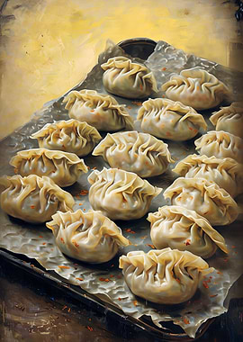 Dumpling delight oil painting