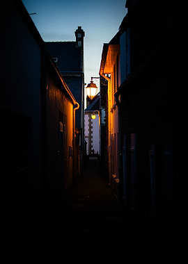 Dark Alleyway with Streetlight