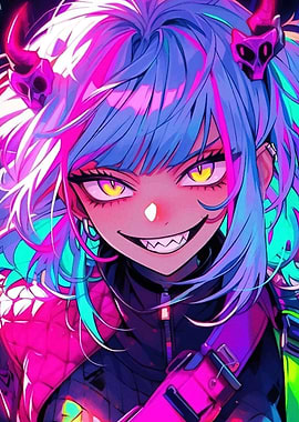 Anime Girl with Devil Horns