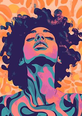 Colorful Woman Abstract Minimalist Art Illustration