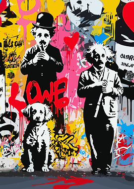 Street Art with Chaplin and Einstein