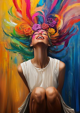 Woman with Colorful Hair