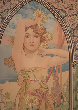 Art Nouveau Woman with Flowers