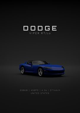 Front 2001 Dodge Viper RT-10 Blue Specs